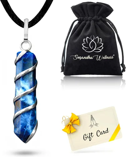Vista 14 de Collar de Amazonita – Colgante de cristal curativo natural para calma, equilibrio y energía positiva Joyas de piedra cruda para hombres y mujeres
