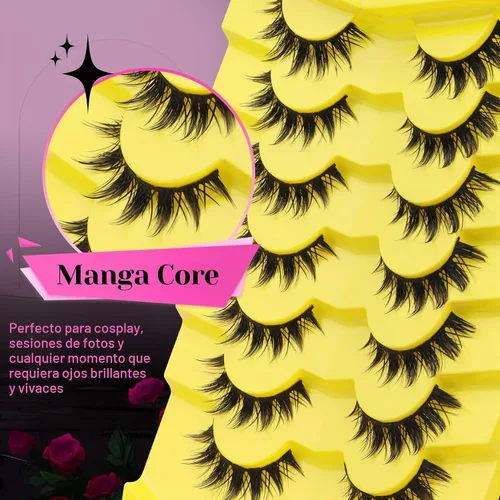 Vista 3 de Veleasha Manga Lashes Anime Pestañas postizas Tiras de pestañas puntiagudas
