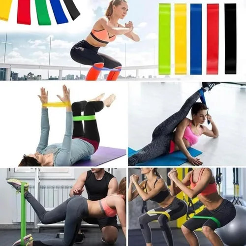 Vista 3 de Set of 5 Resistance Bands with Storage Bag – Colorful Exercise Bands for Strength Training, Physical Therapy, and Home Workouts Rosa (5 Pink)