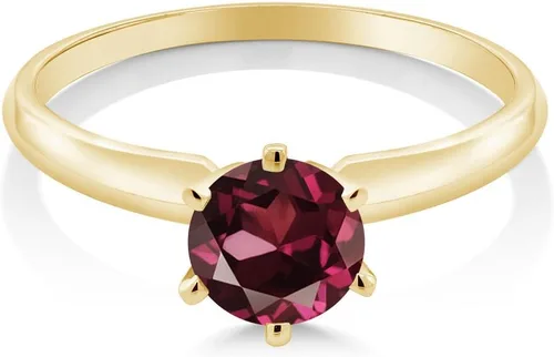 Vista 70 de Anillo de compromiso solitario con piedra preciosa redonda de oro amarillo de 14 quilates de 0.236 in para mujer Ajuste clásico de 6 puntas