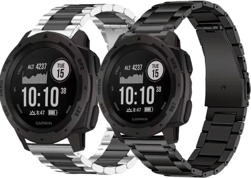 Vista 11 de Correa de metal para Garmin Instinct 3 1.772 in/Instinct 1/2 Solar Watch Bands, correa de repuesto de acero inoxidable sólido para hombre
