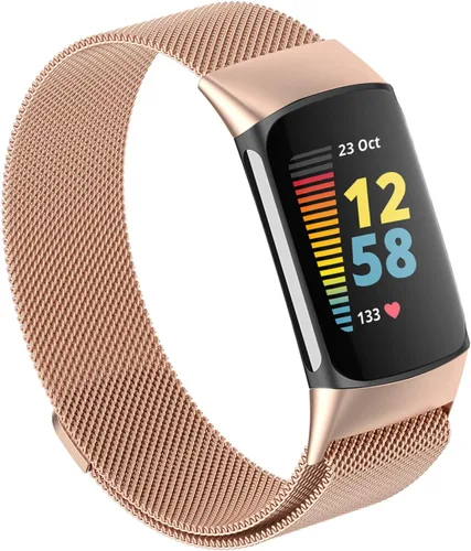 Vista 7 de Bandas de malla compatibles con Fitbit Charge 5/Charge 6, correas de metal ajustables de acero inoxidable correas de repuesto para Charge 6/Charge 5