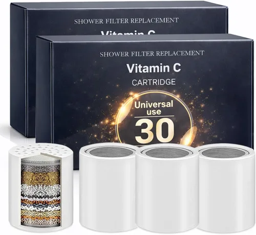 Vista 8 de Cartucho de repuesto de filtro de ducha de 15 etapas con vitamina C para agua dura, el filtro de agua de ducha elimina el fluoruro de cloro y mejora