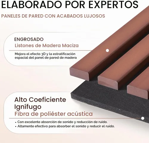 Vista 3 de NAVREX 2 paneles acústicos de listones de madera maciza para pared y techo, panel de pared acanalado 3D resistente al fuego que absorbe el sonido