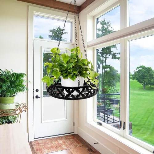 Vista 7 de ARTORA Colgador de metal para plantas, cesta colgante moderna para plantas, soporte para macetas, cadena colgante con gancho de techo para balcón