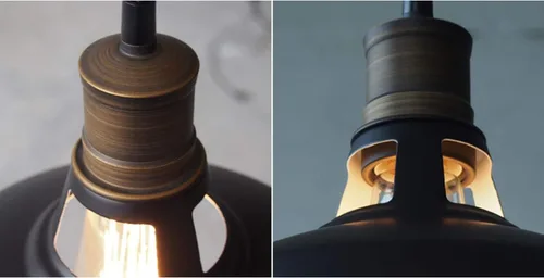 Vista 3 de CLAXY Iluminación colgante industrial de enchufe estilo granero negro, lámpara colgante de granja con interruptor de encendido/apagado, cable de 197