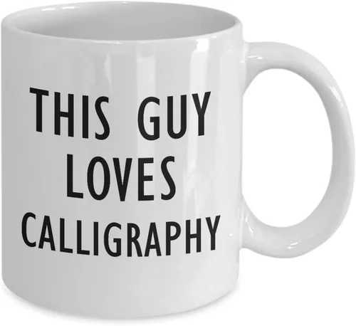 Vista 2 de Gifts for Calligraphy Lover - This Guy Loves Calligraphy Coffee Mug Tea Cup - Calligrapher Writing Lettering Visual Art Design Artist Hobby Passion