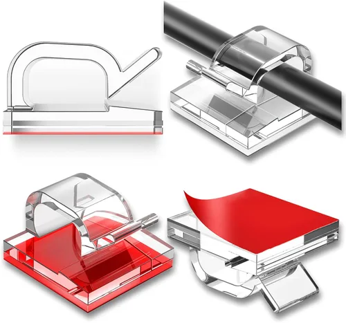 Vista 11 de 65 piezas de clips para cables, organizador de cables adhesivo, soporte de cable, clip de alambre, gestión de cables, ganchos autoadhesivos, soporte