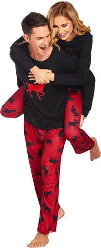 Vista 3 de Ekouaer - Conjunto de pijama de Navidad a juego para la familia, ropa de dormir y de descanso, camiseta de manga larga sin botones y pantalones