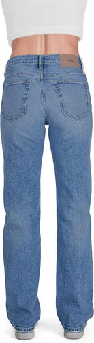 Vista 4 de Pantalones clásicos de mezclilla de tiro medio y corte recto para mujer