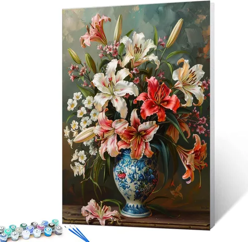 Vista 15 de Tucocoo Pintura de girasoles para ventana por números para adultos, kits de pintura al óleo digital sobre lienzo con pinceles y pigmento acrílico