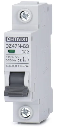 Vista 16 de Interruptor de Circuito en Miniatura AC, Interruptor de Circuito de 6 Amperios 120V/240V de 1 Polo Montaje en Riel DIN, Interruptor de Desconexión