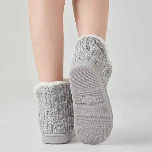Vista 7 de WOJWSKI Pantuflas de punto para mujer, de invierno, cálidas, de forro polar, espuma viscoelástica, con cómodo forro de felpa
