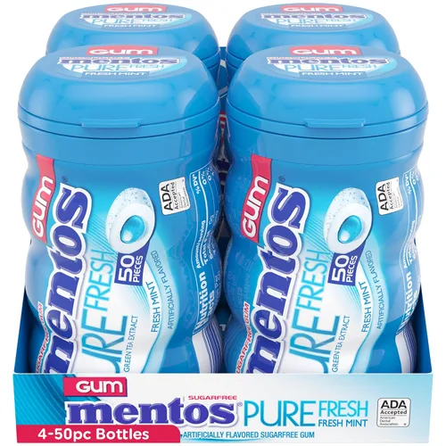 Vista 4 de Mentos Goma de mascar sin azúcar con xilitol, menta fresca, botella de 50