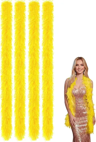 Vista 9 de Jexine Boas de plumas artificiales en masa, boas esponjosas para decoración de disfraces de boda, vestidos, suministros para fiestas de té