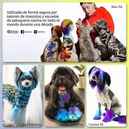Vista 6 de OPAWZ Tinte permanente para el pelo de los perros, tinte para el pelo de las mascotas utilizado de forma segura por salones de aseo durante una