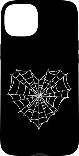 Vista 9 de iPhone 16 Halloween Spider Web Disfraz lindo corazón araña funda