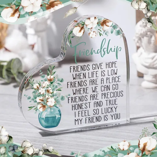 Vista 2 de Spiareal Regalo para Amiga Amistad Mujeres Amiga Amistad Cumpleaños Regalo de Ánimo Corazón de Acrílico Mariposa Recuerdo Pisapapeles para Casa