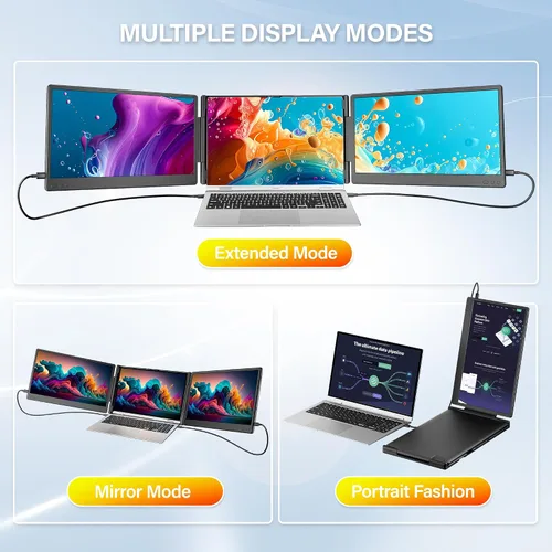 Vista 6 de Nuevo monitor portátil extensor de pantalla para laptop mejorado, pantalla IPS FHD de 1080P, extensor de monitor para laptop, compatible con plug &