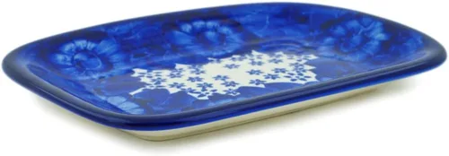 Vista 14 de Auténtico plato de cerámica polaca de 10 pulgadas en diseño amarillo hecho a mano en Bolesławiec Polonia por Ceramika Bona + certificado