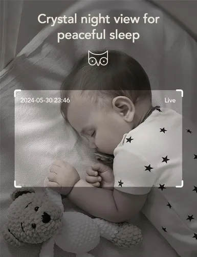 Vista 6 de nooie Monitor de bebé 5G mejorado con WiFi, monitor de cámara de bebé 2K, panorámica e inclinación de 360 grados, visión nocturna HD, sensor