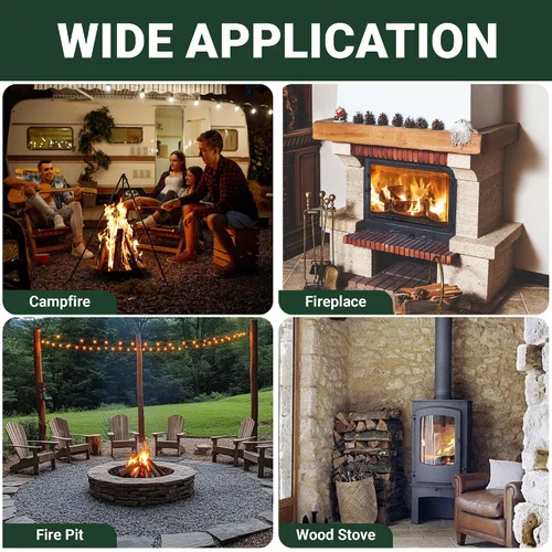 Vista 9 de Tredre Juego de pinzas de fuego y póquer de fuego, herramientas de acero inoxidable para exteriores, pinzas de chimenea de alta resistencia