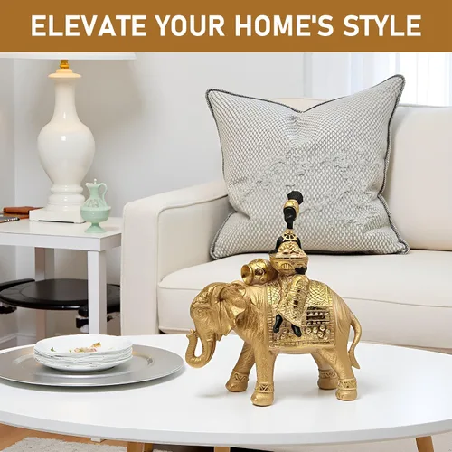Vista 7 de Estatua de elefante de la suerte para decoración del hogar, juego de escultura de elefante africano de 11 pulgadas, figura decorativa para sala