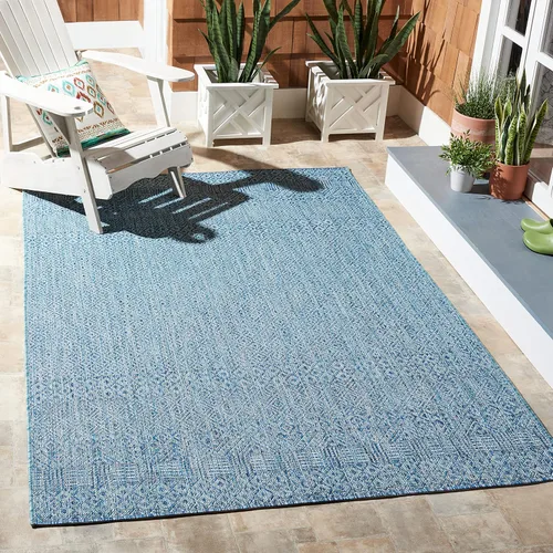 Vista 21 de SAFAVIEH Alfombra lavable al aire libre, colección Courtyard - 2'3" x 5', gris y negro, no desprende pelusa y fácil limpieza, ideal para patio