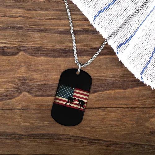 Vista 5 de Collar con colgante de la bandera de Estados Unidos, 1 collar personalizado con colgante de imagen, joyería para hombres y mujeres, regalo