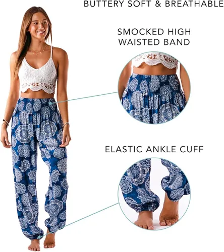 Vista 6 de Lotus and Luna Pantalones tailandeses para mujer perfectos para la playa y el descanso