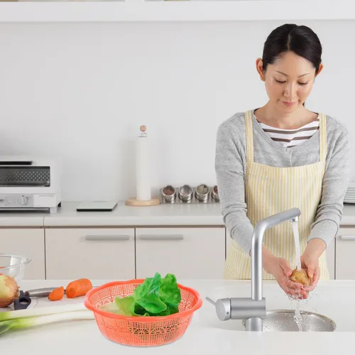 Vista 8 de SHOWERORO - 10 cestas de plástico para lavar arroz y frutas, colador de cocina para drenaje de verduras para uso doméstico y restaurante, 9.05 x