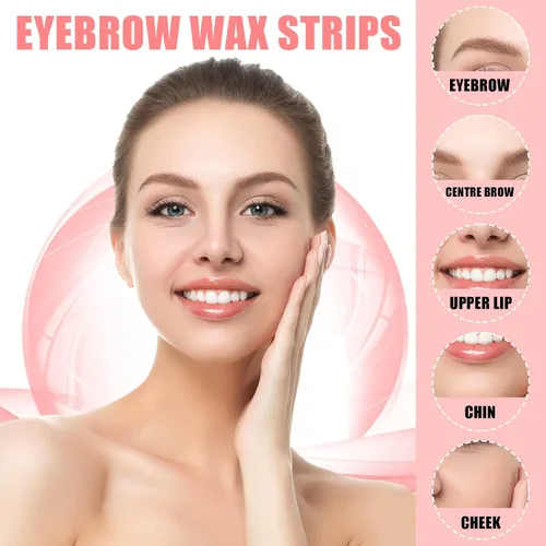 Vista 3 de Maitys Kit de tiras de cera pequeñas para cejas, papel de depilación, tiras faciales, almohadillas de depilación para mujeres y hombres, cejas