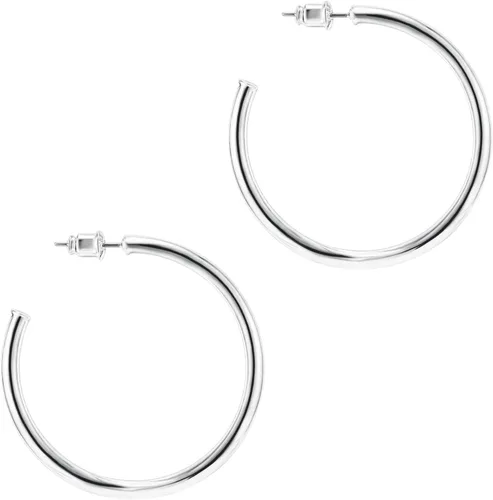 Vista 19 de PAVOI Aretes de aro chapados en oro de 14 quilates para mujer, aretes de aro de oro infinito de 0.079 pulgadas de grosor, aretes de bucle chapados