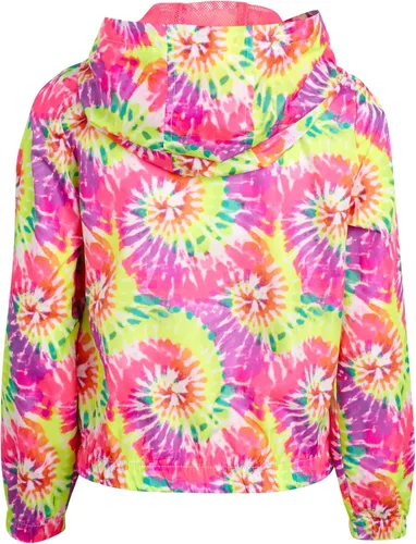 Vista 4 de Pink Platinum Chubasquero para niñas, ligero, plegable, impermeable, rompevientos Anorak con capucha