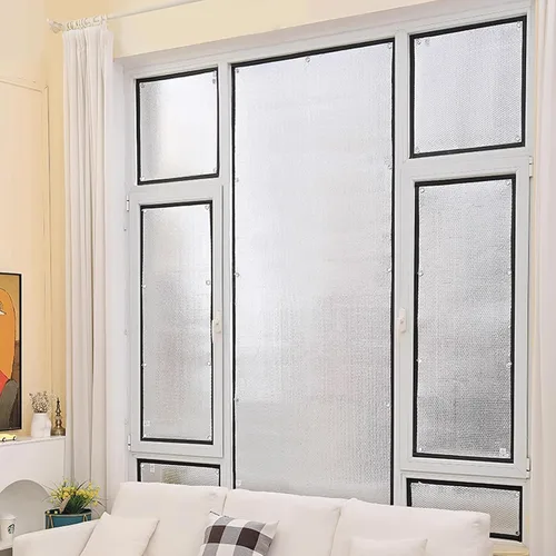 Vista 3 de Película reflectante de doble lámina de aluminio con aislamiento térmico para ventanas, aislamiento acústico para ventanas de vidrio, control