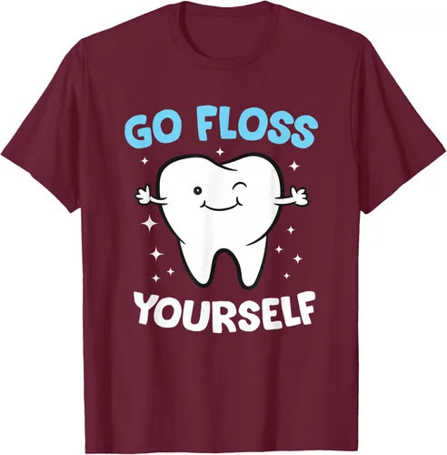 Vista 16 de Camiseta higienista dental, asistente dental, Go Floss Yourself dentista, Negro, S