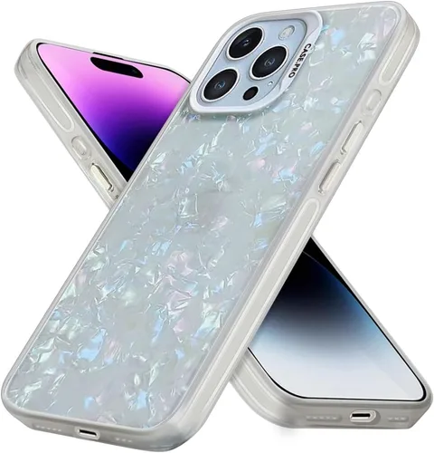 Vista 10 de Funda para iPhone 15 Pro Max, con purpurina nacarada, patrón colorido de chippy láser, delgada, resistente, apta para bolsillo, fundas de 6.7