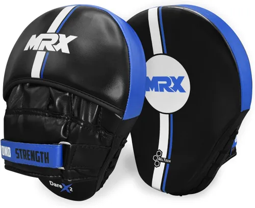 Vista 2 de MRX Gel Tech - Gancho de boxeo y almohadillas de Jab MMA Focus Guantes de entrenamiento Thai Kick Strike Shield Curvo Negro/Blanco Negro/Azul