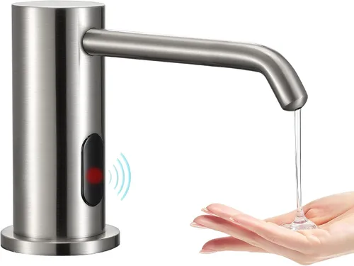 Vista 8 de Dispensador automático de jabón sin contacto para fregadero de cocina y baño, dispensador de jabón eléctrico integrado, sensores infrarrojos