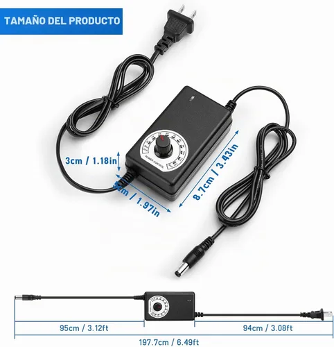 Vista 7 de Facmogu - Fuente de alimentación ajustable 3V-12V 2A, adaptador universal