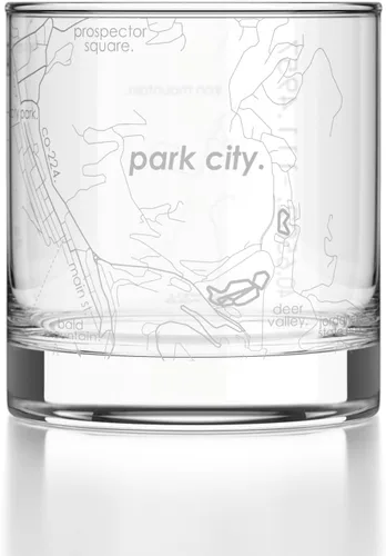 Vista 97 de Well Told Vaso de rocas grabado con mapa de Akron, Ohio, cristalería estilo antiguo (325ml, transparente) Vaso de bourbon grabado, regalos