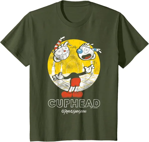 Vista 10 de Cuphead Camiseta con Mugman Head Malabarismo Negro