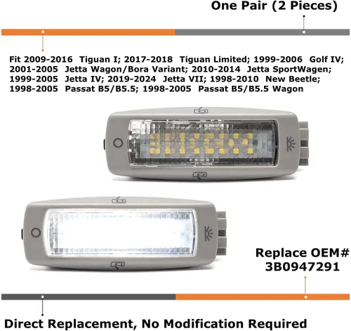 Vista 2 de iJDMTOY Kit de luces LED completas de 3W con acabado gris, luz de lectura de mapa para el techo, ajuste OEM, compatible con Volkswagen MK4 Golf R32
