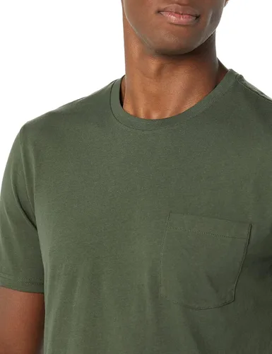 Vista 6 de Tienda Essentials Camiseta ajustada de manga corta con cuello redondo y bolsillo para hombre