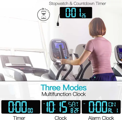 Vista 5 de XREXS Reloj de pared digital grande de 17.2 pulgadas, sincronización Bluetooth, relojes atómicos precisos con control remoto, reloj de abuelo