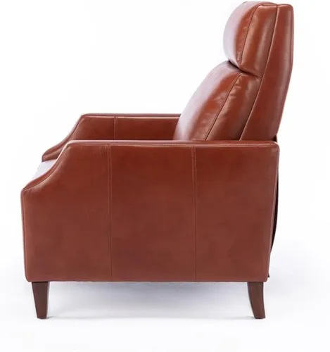 Vista 7 de Balantyne - Sillón reclinable de piel sintética color caramelo con patas de madera