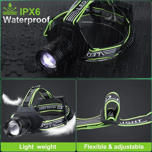 Vista 12 de Bud K Linterna frontal LED recargable, 1000 lúmenes, linterna frontal súper brillante con sensor de movimiento, 8 modos, ajustable a 135°, lámpara