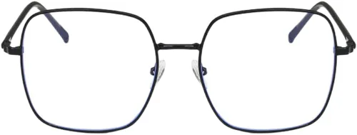 Vista 2 de Shiratori Marco clásico de lentes nerd de cara grande de metal para mujer, lentes transparentes