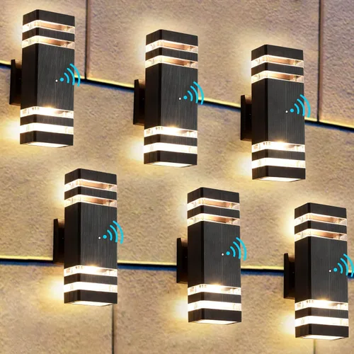 Vista 8 de Luces de pared para exteriores de anochecer a amanecer - Diseño impermeable de 2 capas, modernas lámparas de exterior de aluminio para casa, luces