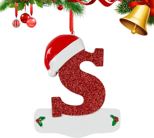 Vista 23 de Adornos de Navidad personalizados de 26 letras, mesa de decoración navideña para interiores (A)